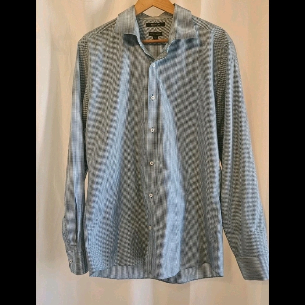 RW&CO Button Up Long Sleeve Dress Shirt Mens L  (16-16 1/2) Blue Fitted